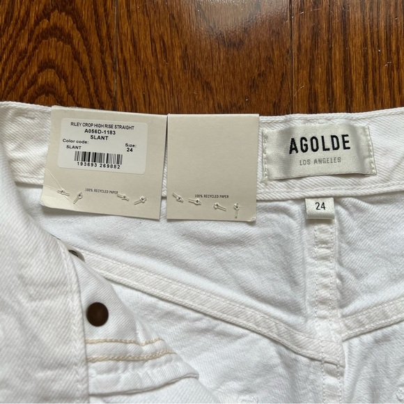 [BNWT] Agolde Riley High Rise Straight Leg Cropped Distressed in White - Sz 24 - Picture 11 of 16